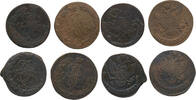 Russia. Catherine II the Great. 1762-1796. Lot of 4 AE 5 kopeks. -
