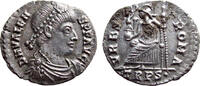 AR Siliqua of Valens 364-378 AD., Roma seated on throne - VRBS ROMA, EF -