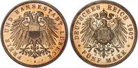 Lubeck 5 Mark German States Lubeck 1907 5 Mark PCGS PR 65 CAMEO PP/PROOF UNC RARE -