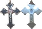 Deutschland Vintage Catholic Reliquary Crucifix Pectoral Cross Ebony Wood Stainless Steel -