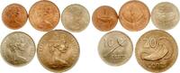 Fiji Cents 1969 Elisabeth II., 1952-2022, Lot von 5 Kursm&uuml;nzen stgl 12,00 EUR  Excl. 10,00 EUR Verzending
