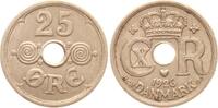 D&auml;nemark 25 &Oslash;re 1926 HCN Christian X., 1912-1947 vz 12,00 EUR  Excl. 10,00 EUR Verzending