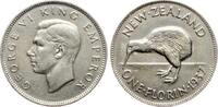 One Florin (2 Shillings) 1937 Neuseeland Georg VI. ss+