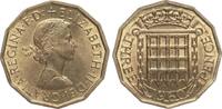 Großbritannien Threepence Elisabeth II., 1936-1952, gekröntes Fallgitter -