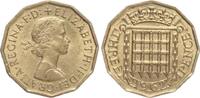 Großbritannien Threepence Elisabeth II., 1936-1952, gekröntes Fallgitter -