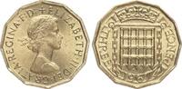 Großbritannien Threepence Elisabeth II., 1936-1952, gekröntes Fallgitter -