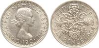 Großbritannien Sixpence Elisabeth II., 1952-2022, Lauch, Rose, Distel und Klee -