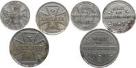 1,2 & 3 Kopeken 1916 Deutschland, Oberbefehlshaber Ost Besetzte Gebiete, Lot von 3 Münzen fvz