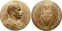 Italien Vittorio Emauele III., vegoldete Bronzemedaille zur Internationalen Ausstellung -