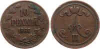 Finnland 10 Penniä Alexander II (Russland), besseres Jahr! -