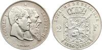 Belgien 2 Francs Leopold II., 1865-1909, prachtvoll erhalten! -
