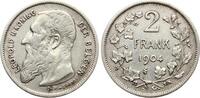 Belgien 2 Francs Leopold II., 1865-1909, besseres Jahr! -