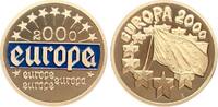 Europa Medaille auf das Vereinte Europa, vergoldet mit Farbapplikation -