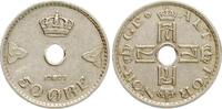 Norwegen 50 Øre Håakon VII., mit Loch in der Mitte -
