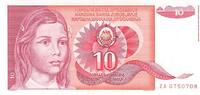 Yougoslavie 10 Dinara 10 Dinara Yougoslavie 01.09.1990 -