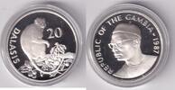 Gambia 20 Dalasis 1987 Temminck Stummelaffe proof 35,00 EUR  Excl. 10,00 EUR Verzending