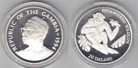 Gambia 20 Dalasis 1994 Schimpanse proof 38,00 EUR  Excl. 10,00 EUR Verzending