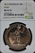 SWITZERLAND VAUD  SWISS CANTONS Vaud. 1812 AR 40 Batzen. NGC MS62 PL KM#17 Just 2485 minted NGC MS 62 PL