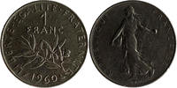 France Frankreich 1 Franc France 1 Franc 1960 TYPE SEMEUSE Petit VF KM#925.1 -