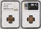 FRANCE 2C France 2 Centimes 1862 K Napoleon III. Bordeaux! NGC MS64 RB TOP ERHALTUNG! -