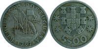 Portugal 5 Escudos Karavelle Schiff Caravel Portugal 5 Escudos 1967 VF KM#591 -