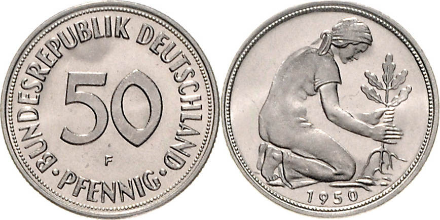 Bundesrepublik Deutschland - BRD 50 Pfennig 1950 F st- | MA-Shops