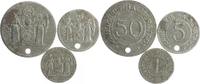 Mitteldeutsche Städte u. Provinzen - Halberstadt Lot von 3 Stücken 1, 5 u. 50 Pfennig o.J. des Landkreises Halberstadt, Fe-Eisen -