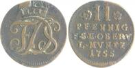 Sachsen-Weimar-Eisenach 2 Pfennig Friedrich III. v. Gotha-Altenburg 1741-1755 -