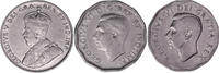Kanada Lot von 3 x 5 Cents 1936, 1947 + 1951 George VI. 1936-1952 ss-vz 7,00 EUR  Excl. 15,00 EUR Verzending