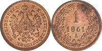 Haus Habsburg 1 Kreuzer 1861 A Franz Joseph I. 1848-1916 vz-st 40,00 EUR  Excl. 15,00 EUR Verzending