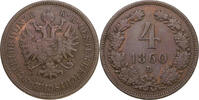 Haus Habsburg 4 Kreuzer 1860 B Kremnitz Franz Joseph I. 1848-1916 vz 30,00 EUR  Excl. 15,00 EUR Verzending