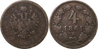 Haus Habsburg 4 Kreuzer 1861 B Kremnitz Franz Joseph I. 1848-1916 ss 10,00 EUR  Excl. 15,00 EUR Verzending