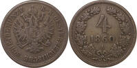 Haus Habsburg 4 Kreuzer 1860 A Wien Franz Joseph I. 1848-1916 ss-vz 30,00 EUR  Excl. 15,00 EUR Verzending