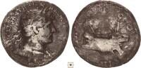 Roman Empire AR denarius Hadrian, P M TR P COS III, Galley to left -