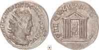 Roman Empire Antoninianus Trebonianus Gallus, SAECVLLVM NOVVM, Hexastyle temple, statue of Roma -