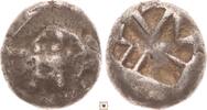 Greek - Mysia drachm Parion, Facing Gorgoneion / Disorganized linear pattern with incuse square -