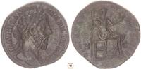 Roman Empire AE Sestertius Marcus Aurelius, VIRTUS AVG IMP X COS III P P, Virtus seated -