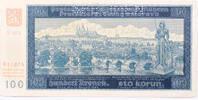 Bohemia and Moravia 100 korun Specimen, never circulated -