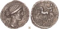 Roman Republic AR denarius P. Plautius Hypsaeus, Bust of Leuconoe / Jupiter in Quadriga -
