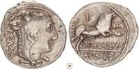 Roman Republic AR denarius L. Thorius Balbus, Head of Juno Sospita / Bull charging right -
