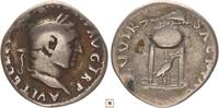 Roman Empire AR denarius Vitellius, Tripod, Dolphin on top, raven below -
