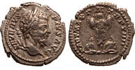Roman Empire AR denarius Septimius Severus, Part Max, Trophy, two captives at base -