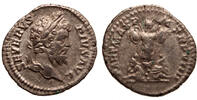 Roman Empire AR denarius Septimius Severus, Part Max, Trophy, two captives at base -