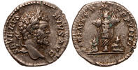 Roman Empire AR denarius Septimius Severus, Part Max, Trophy, two captives at base -