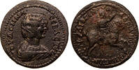 Mysia-Hadrianotherai AE 28 Julia Domna, Diogenes magistrate, Emperor on horse galopping -