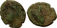Greek-Sicily AE 18 Syracuse, Hiketas II., Head of Apollo / Eagle -