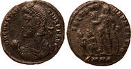 Roman Empire AE centenionalis Constantius II., Emperor holding labarum, two captives at feet, Heraclea -