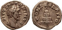 Roman Empire AR denarius Funeral Pyre of four tiers surmounted by facing quadriga -