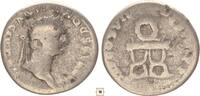 Roman Empire AR denarius Domitian, wreath on curule chair -