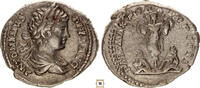 Roman Empire AR denarius Caracalla, Trophy -